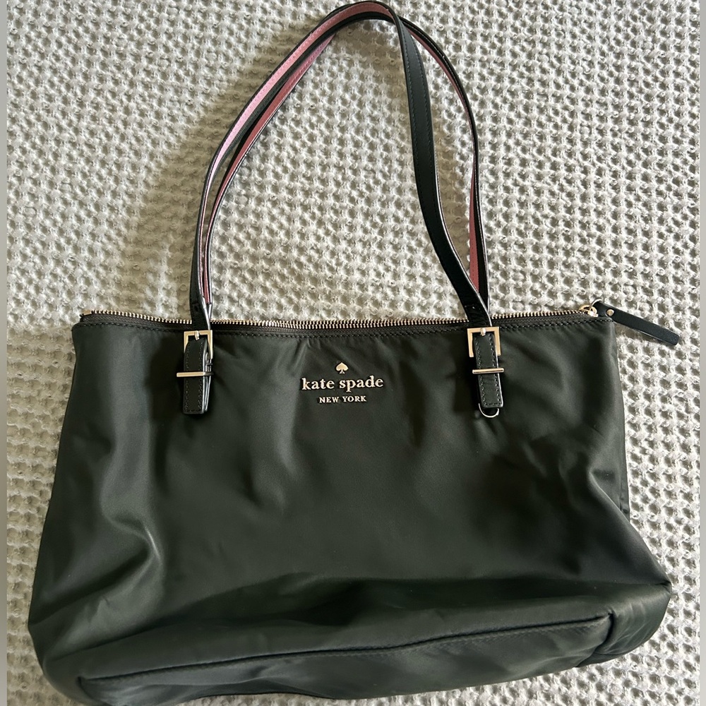Kate Spade Olive Green Tote with Black Straps